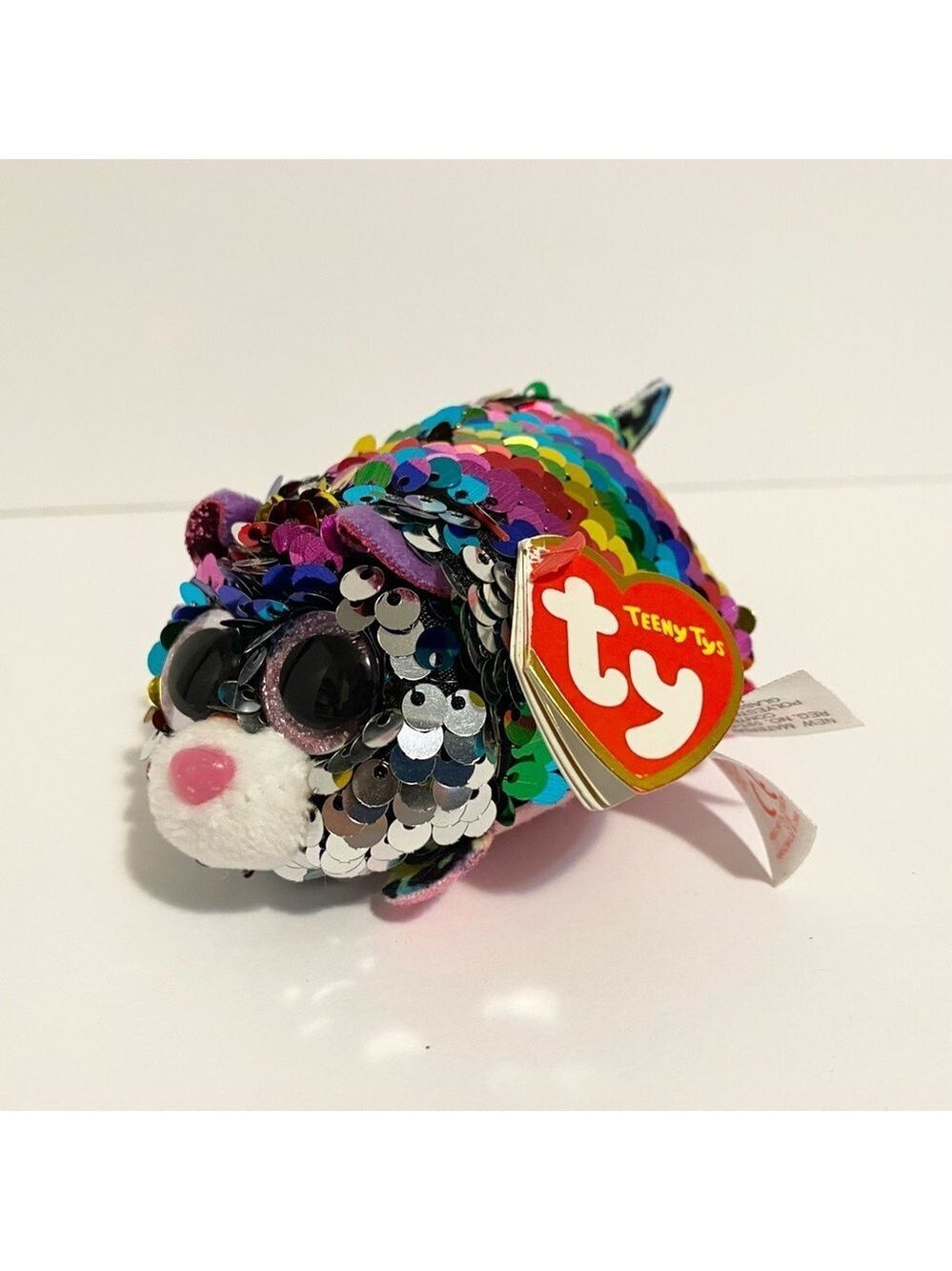 Ty Teeny Tys Dotty Plush Rainbow Sequins Mini Stuffed Animal Toy Beanie Baby 3”